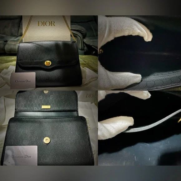 Authentic  vintage Dior Black Leather shoulder bag with Gold Accents make offer - Picture 17 of 17